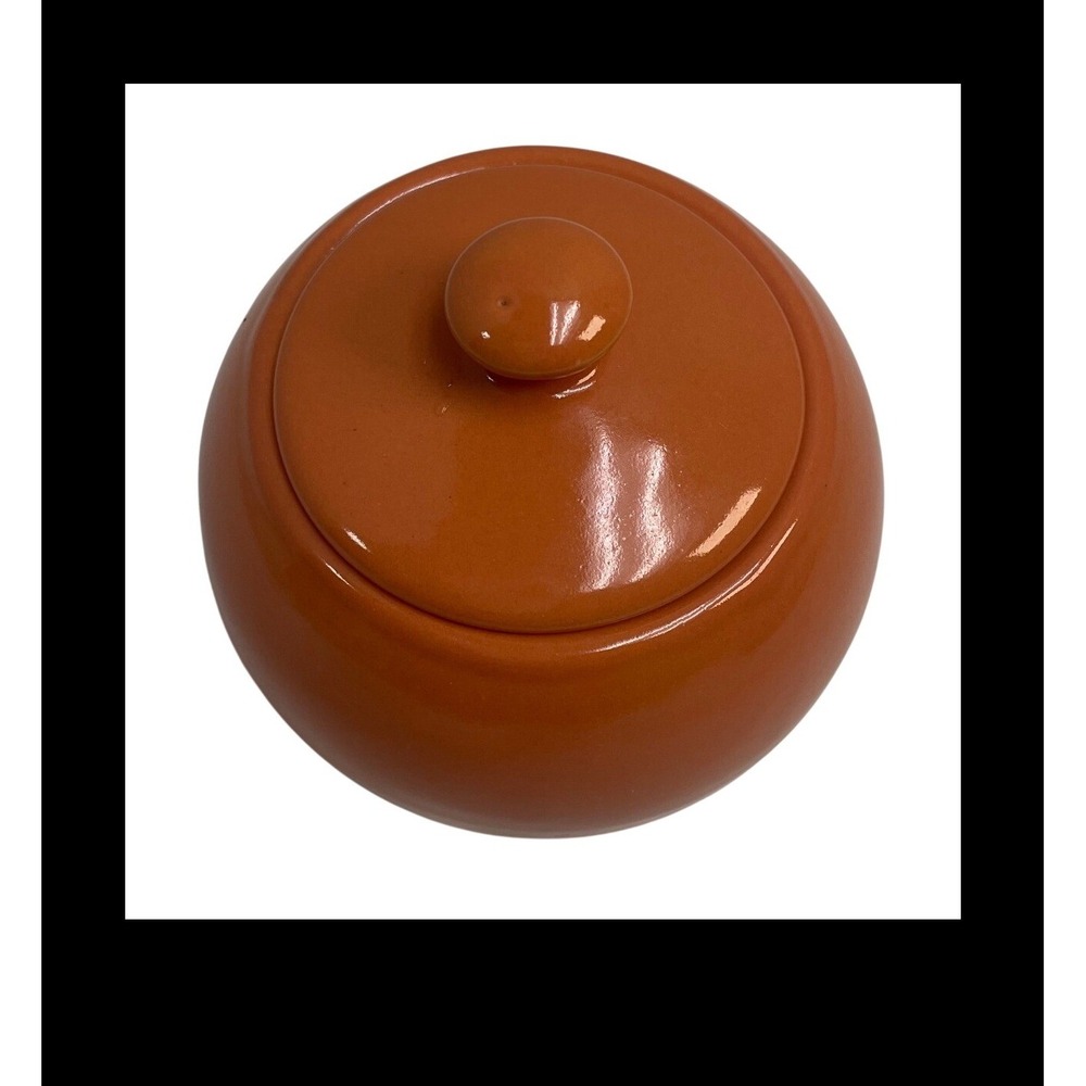 Royal Norfolk Orange Stoneware Sugar Bowl with Lid Glossy Ceramic Kitchenware
